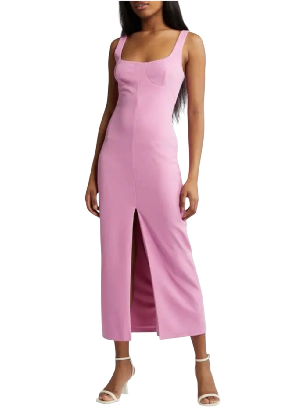 Wayf Bubblegum Pink Sleeveless Fitted Double Lined Midi Dress Sz. Small